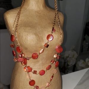 MIXIT clr orange Stacked gold color chain necklace